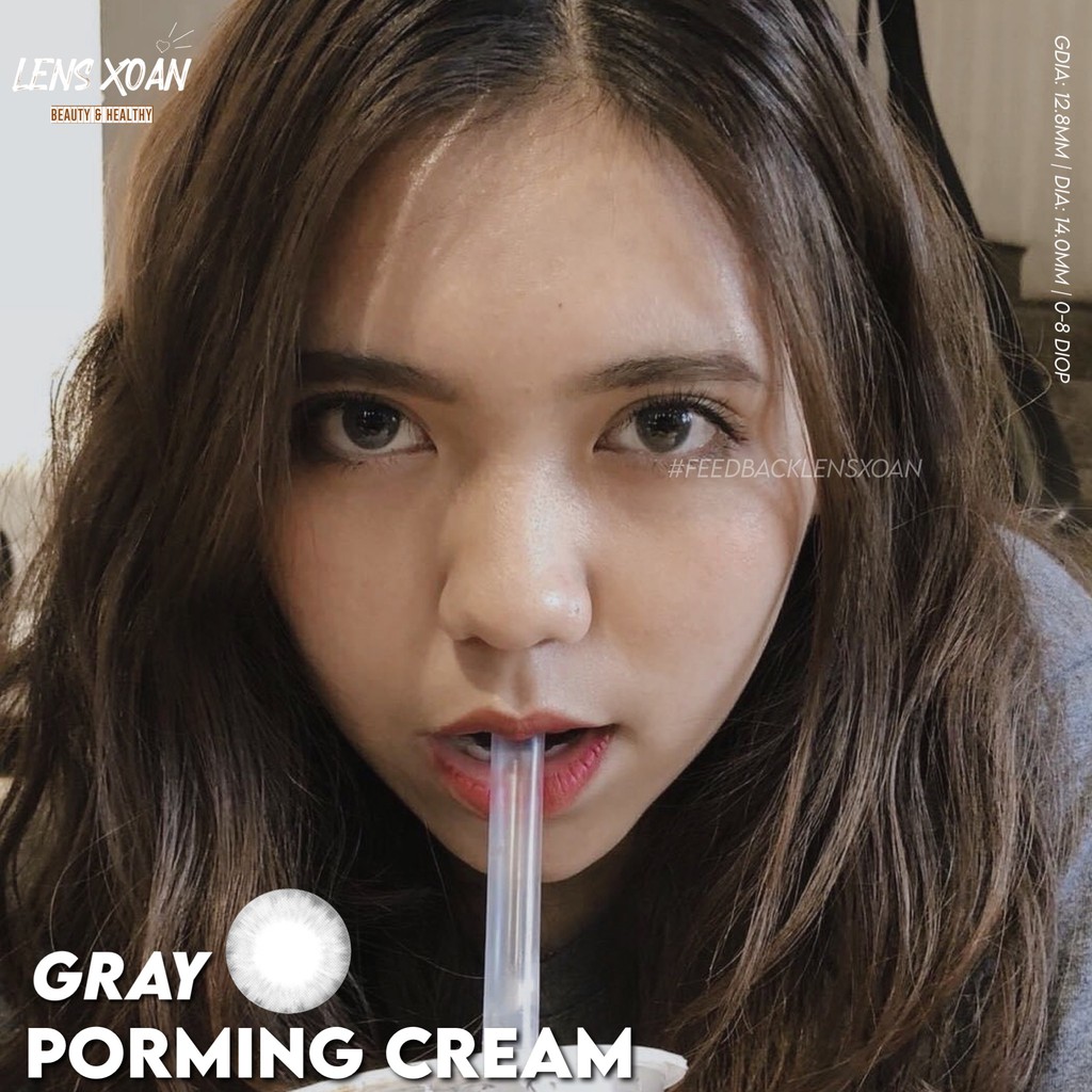 Áp tròng PORMING CREAM GRAY- OLENS (LENS XOẮN)