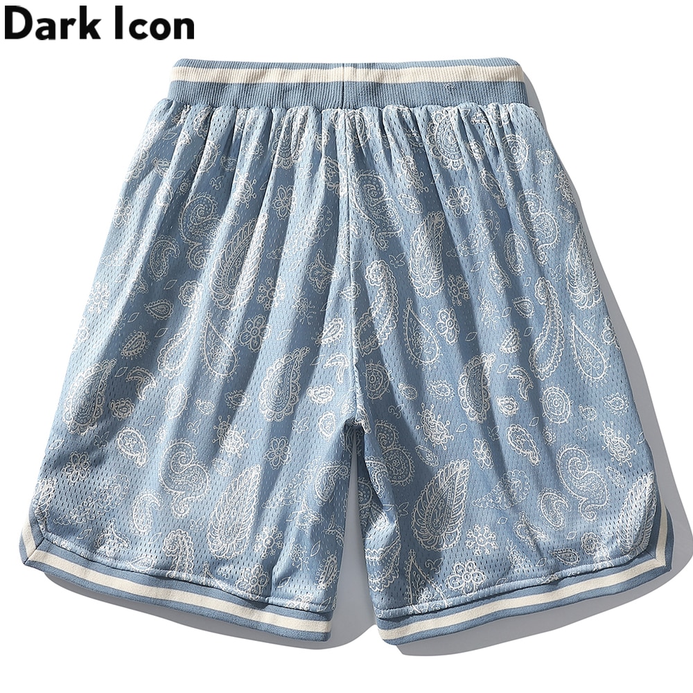 Dark Icon Light Blue Bandana Shorts Men Summer Jersey Material Men's Shorts Streetwear Shorts for Male