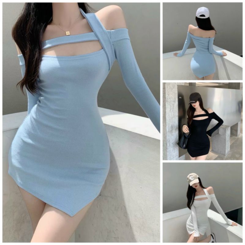 Đầm body cutout vạt xéo có bigsize