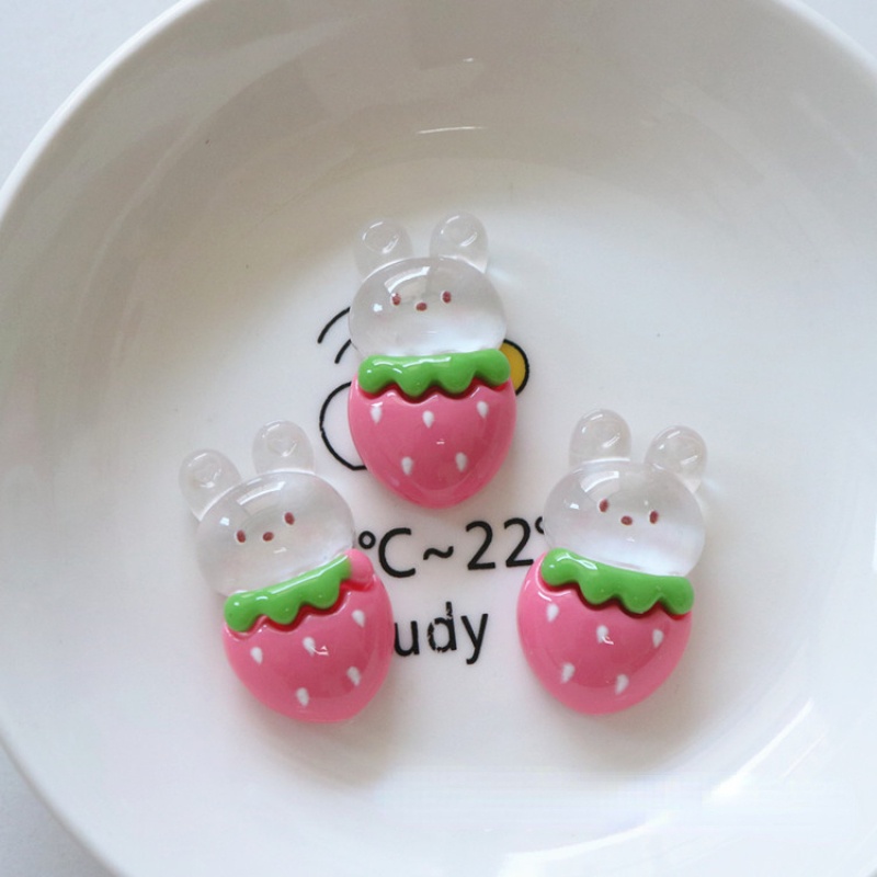 Set 10 Dây Buộc Tóc Hình Chai Kem / Gấu / Thỏ Bằng Nhựa Resin Màu Trong Suốt Diy