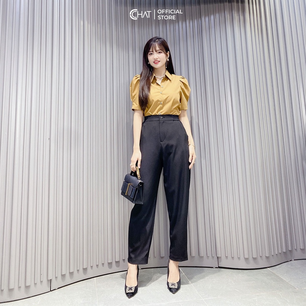 Áo Sơ Mi Nữ 𝐂𝐂𝐇𝐀𝐓 Kiểu Đai Eo Cài Kiểu Phong Cách Trẻ Trung Thanh Lịch 12FNT2002ST
