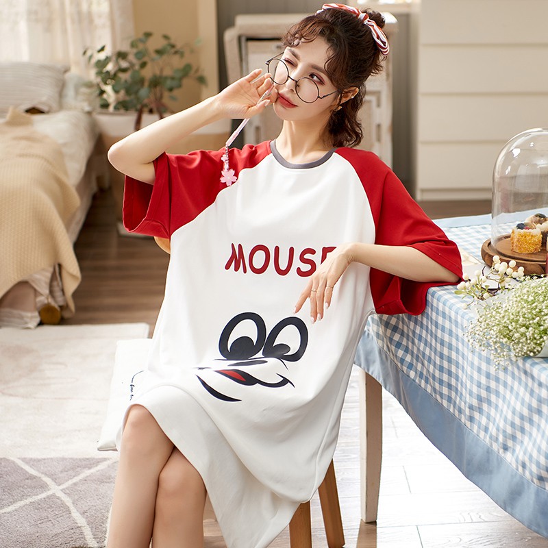 Đầm Thun Cotton Ngắn Tay Thời Trang Hè 2021 Phong Cách Năng Động Cho Nữ