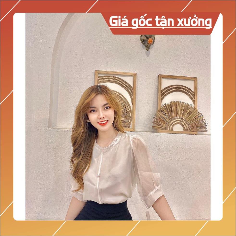 [Chất lượng số 1] Áo sơ mi nữ cổ sếp ly thời trang tay lưới Gloria GL34
