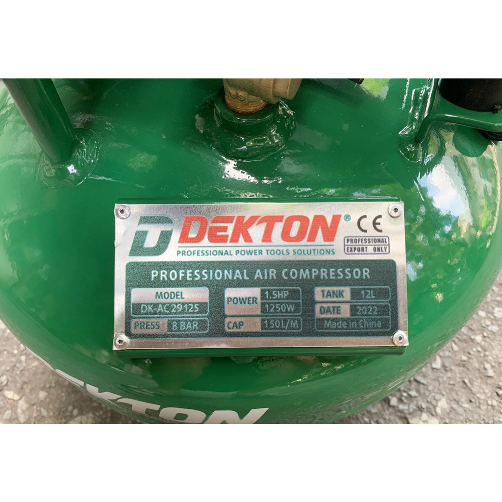 Nén Khí Không Dầu Dekton DK-AC2912S 1.5HP/1250W/ Bình 12L - Lưu Lượng 150L/Phút / SHOP BÁN HÀNG CHÍNH HÃNG