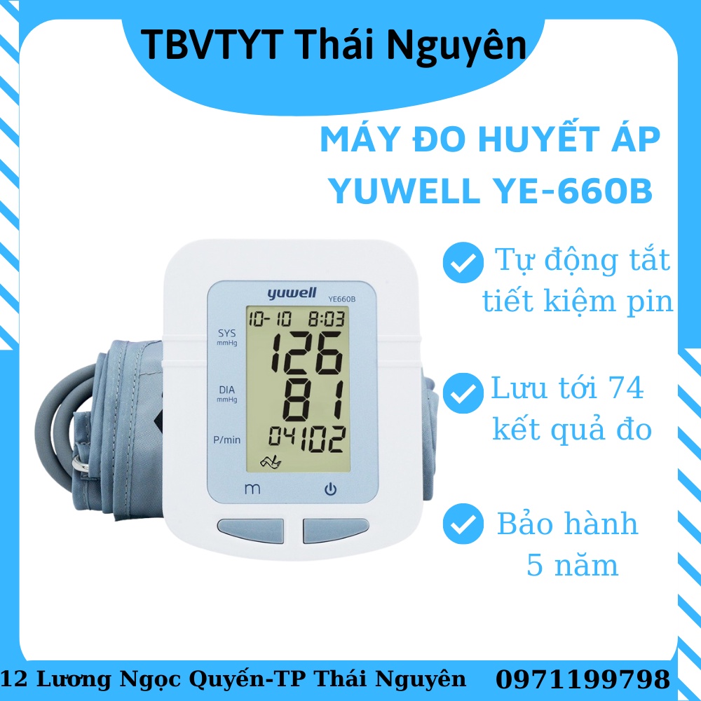 Máy đo huyết áp bắp tay YUWELL YE660B  chính hãng bảo hành 5 năm Kèm Sạc Xịn Chuẩn