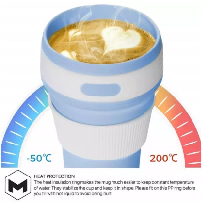 (SIÊU SALE XẢ KHO) Ly Bình giữ nhiệt gấp gọn uống cà phê nước trái cây 350ml Silicone ly cốc uống nước ly cocgiunhiet