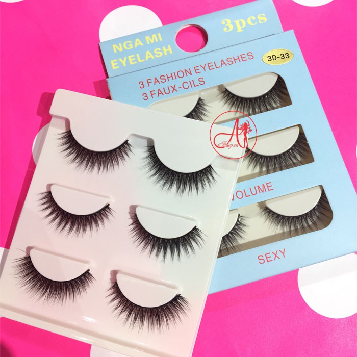 Lông Mi Chồn Nga Mi Eyelash 3pcs 3D-33 3 Fashion Eyelashes 3 Faux-Cils