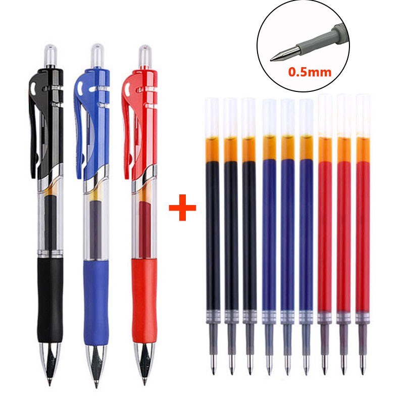Bút bi mực đen/đỏ/xanh ngòi 0.5mm có thể thu gọn tiện dụng