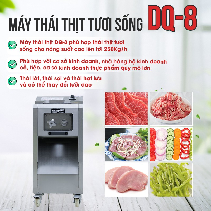 Máy cắt, thái thịt tươi sống công nghiệp NEWSUN DQ – 8 thay được lưỡi dao, năng suất 200Kg/H - Hàng chính hãng