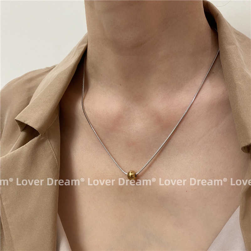 Vòng cổ thép titan mặt tròn màu bạc/vàng phong cách vintage