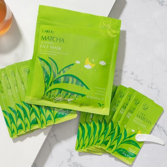 Bịch 15 Miếng Mặt Nạ Ngủ Trà Xanh Matcha Laikou Chính Hãng