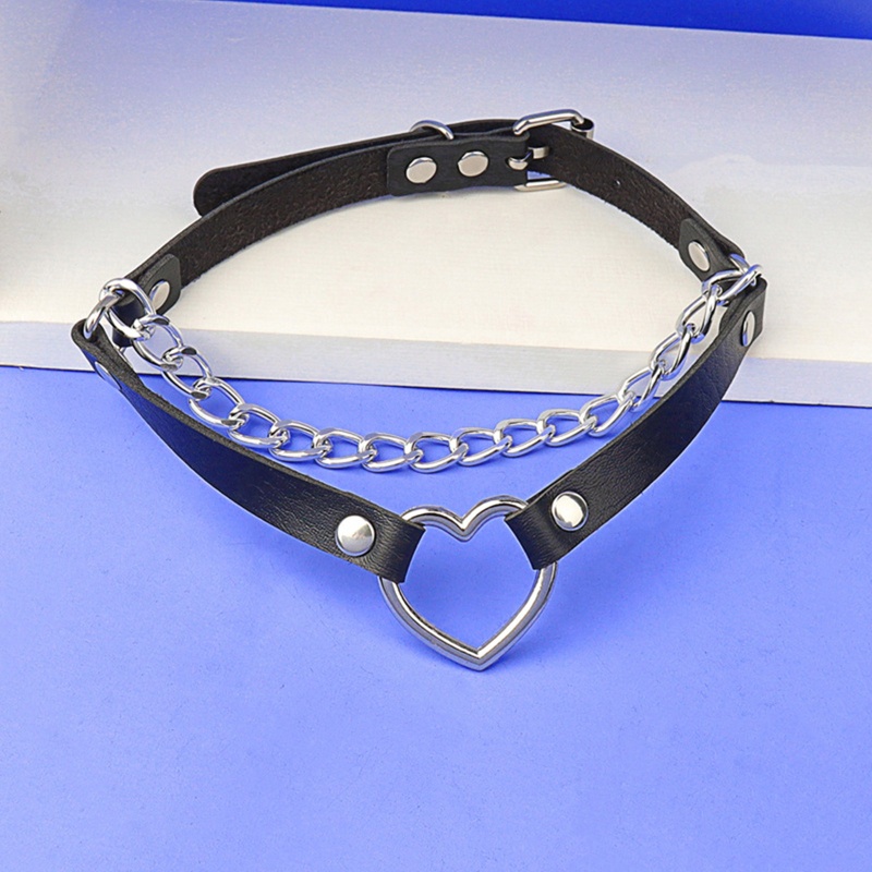 Vòng Cổ Choker Da Pu Mặt Trái Tim Phong Cách Punk Gothic Punk Cá Tính Dành Cho Nam Và Nữ YOUYO