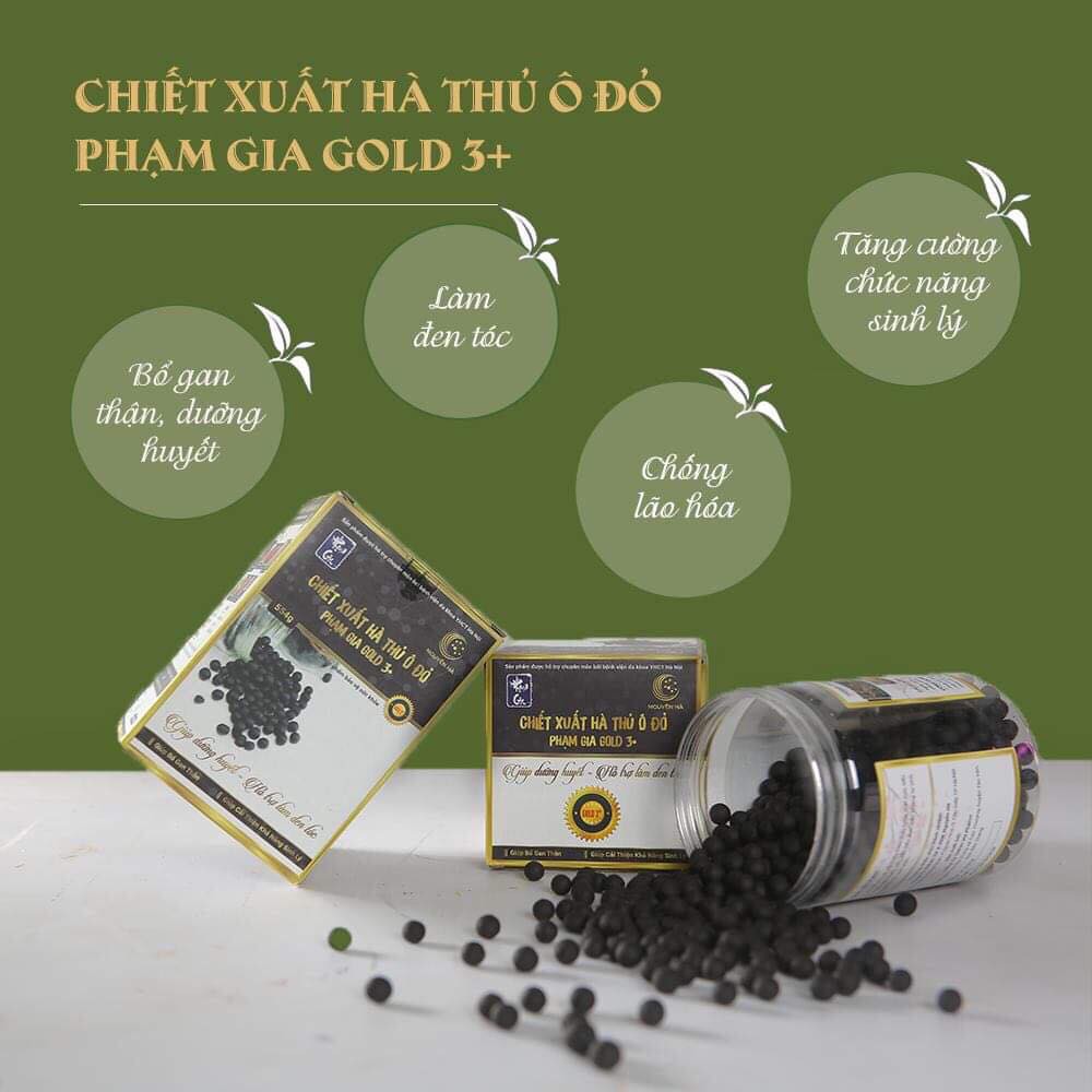 [Chính hãng 100% Hà thủ ô đỏ Phạm Gia Gold 3 - Hỗ trợ đẹp da, đen tóc, bổ gan thận Freeship HN HCM]