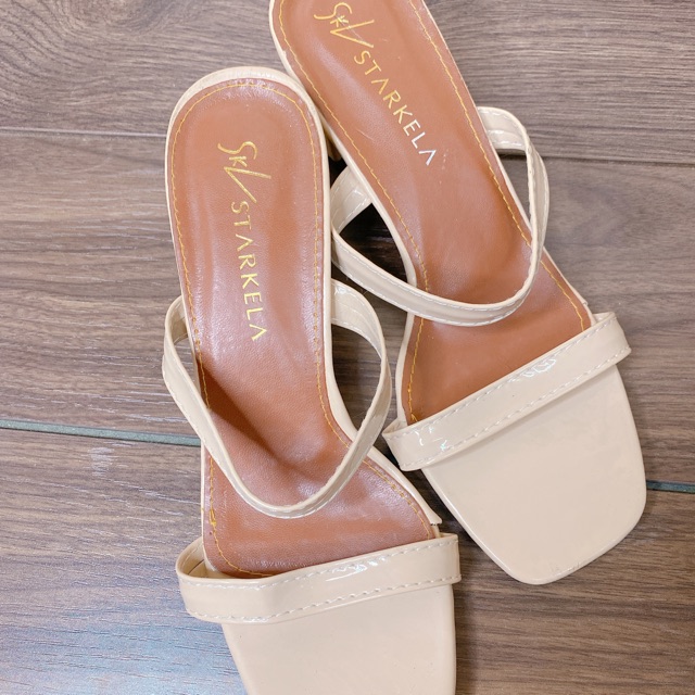 Sandal đế nâu 2 mảnh cao 5p hai màu