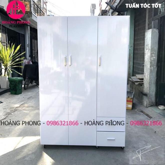 Tủ quần áo 3 cánh 1m22 x 1m85 màu trắng Cao cấp bảo hành 2 năm Miễn phí vận chuyển