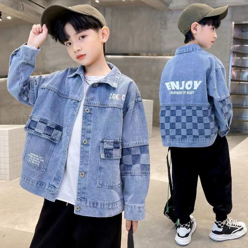 Áo Khoác Denim Thời Trang Xuân Thu Cho Bé Trai