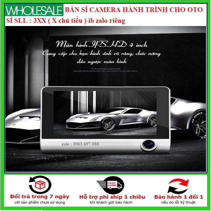 [ COMBO 5 ] Camera hành trình ô tô 3 mắt camera riêng, màn hình 4 inh full HD 1080