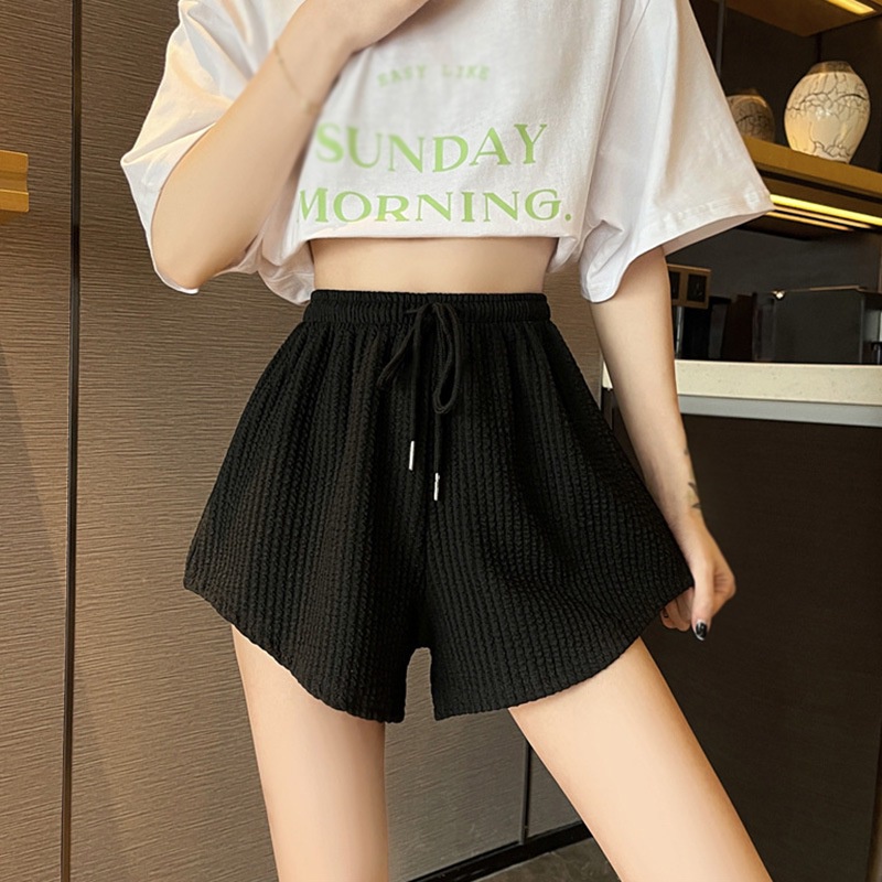 Quần Short Lưng Cao Ống Rộng Phong Cách Hàn Quốc