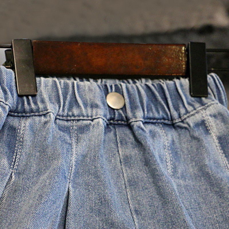 Quần Denim Ống Rộng Xếp Li Cho Bé Gái 3-8 Tuổi