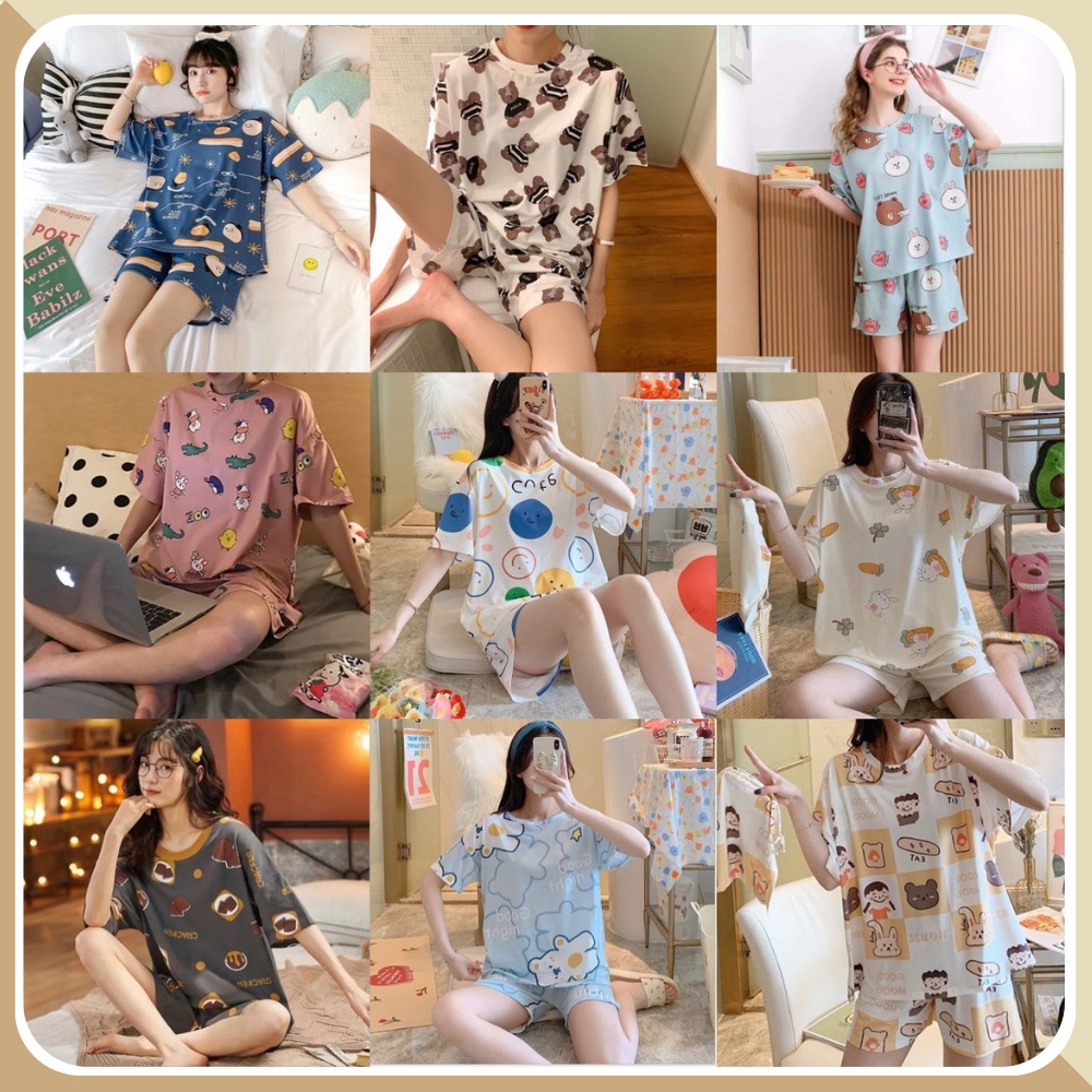 Bộ đồ ngủ nữ pijama dễ thương, đồ ngủ nữ cotton mặc nhà sau sinh dễ thương