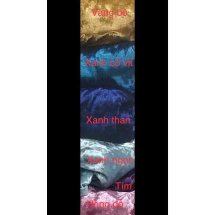 Áo nhung tay phồng cổ nhún