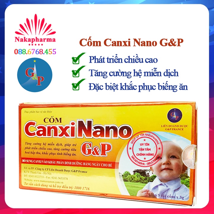 Cốm Canxi Nano G&amp;P | CanxiNano GP | Tăng cường miễn dịch, giúp bé phát triển chiều cao, tăng hấp thu, ăn ngủ khỏe