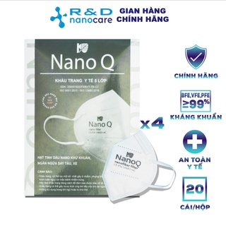 [ COMBO 4 hộp - 80 Cái ] Khẩu trang n95 5 lớp kháng khuẩn NANO Q - Hàng chính hãng Nanocare R&D