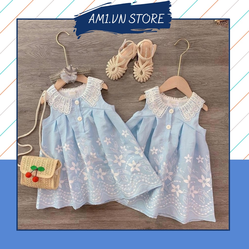 Váy bé gái AM870 - Đầm bé gái vải đũi siêu mát TTR237