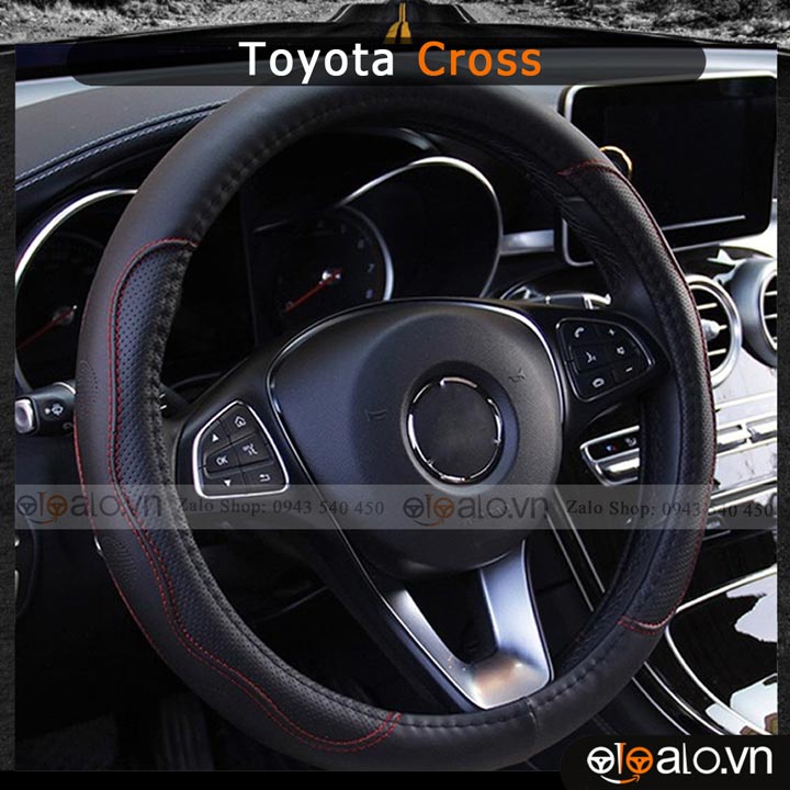 Bọc vô lăng xe Toyota Cross Da Cao Cấp Lót Cao su Non Chống Trượt Tay - OTOALO