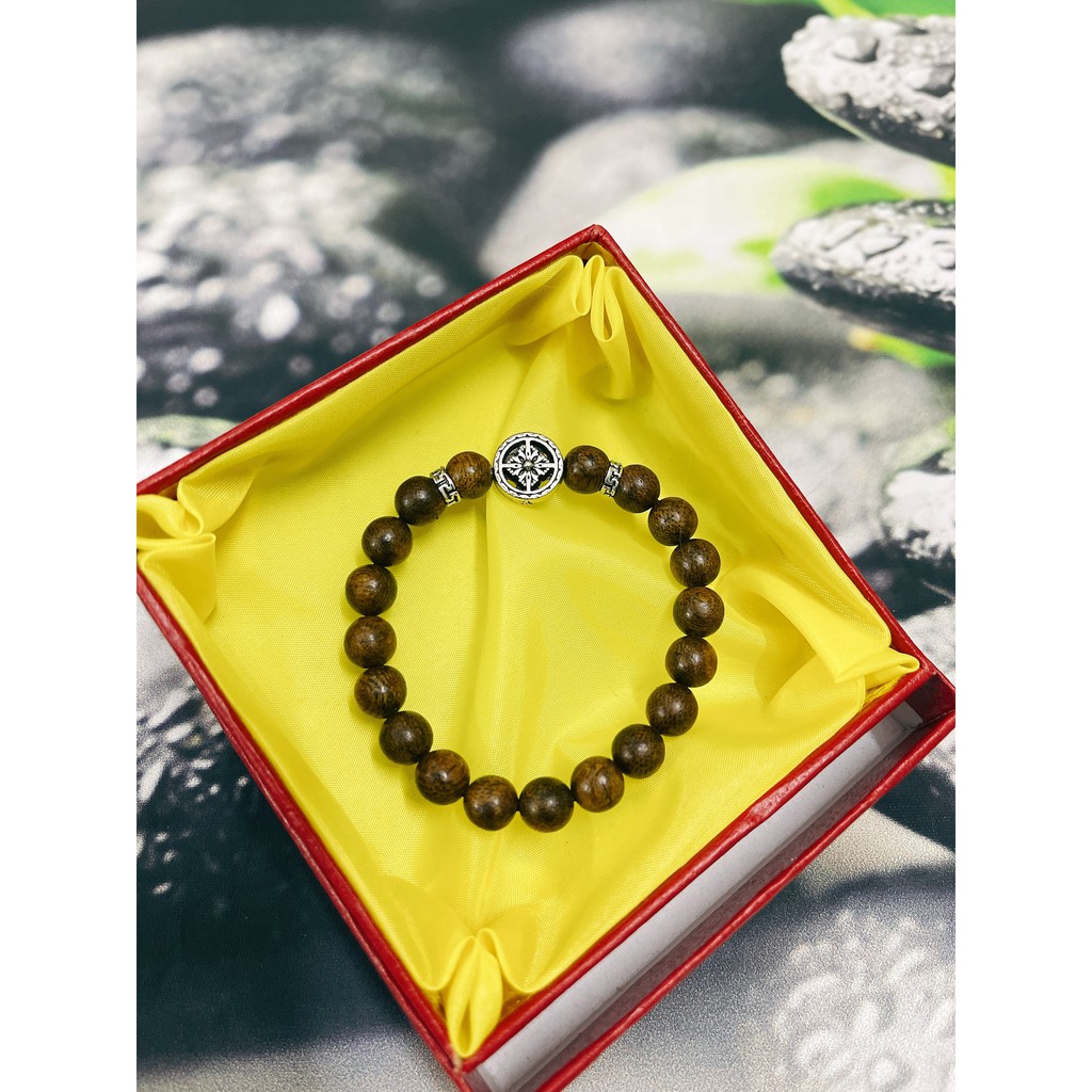 Vòng Tay Trầm Hương Mix charm PHÁP LUÂN bạc Thái 📌FREESHIP📌Vòng tay Tràm Hương gỗ thơm 6mm 8mm-10mm phong thủy MINH CHÂU