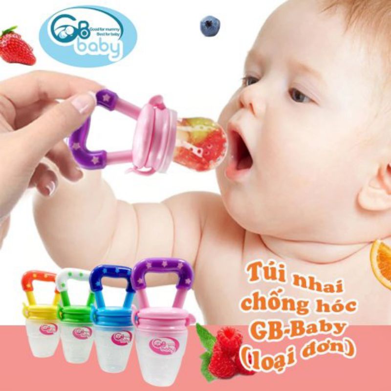 Combo 1 thìa ăn dặm báo nóng và 1 Túi nhai silicone chống hóc GB Baby - GBB