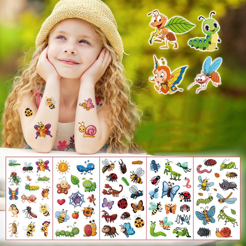 Bộ 10 miếng hình xăm dán trang trí in hình kỳ lân / khủng long / tiên cá / thú vật cho trẻ em DIY