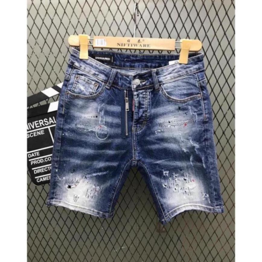 Quần short jean nam, quần bò nam ngắn, quần lửng nam, quần sọt nam màu xanh rách vẫy sơn đẹp 2021 QJNA0004  ༷ 😘 ་ ་ ་