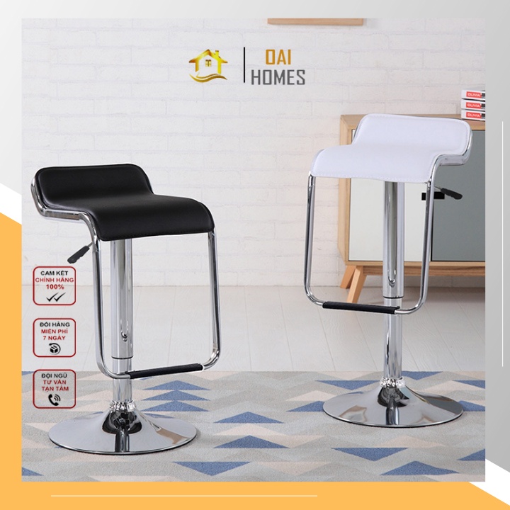 Ghế Quầy Bar Bằng Da Cao Cấp Nâng Hạ Chiều Cao Chân Xoay Có Tựa Nệm Êm Mềm Mại - Oai Homes