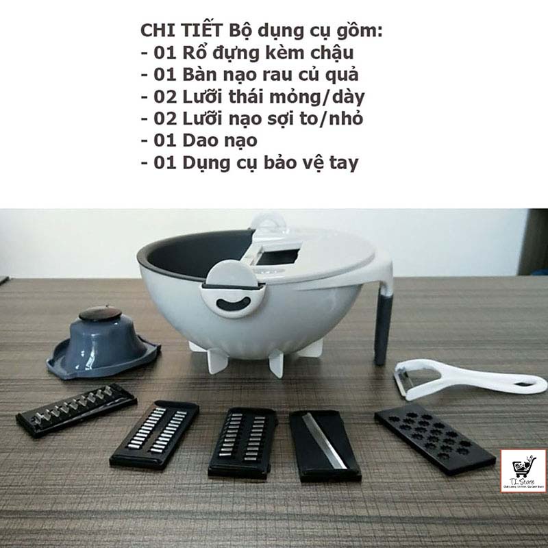 Dụng cụ bào rau củ quả kèm rổ 9 trong 1 đa năng tiện dụng (RỔ BÀO 9 MÓN)