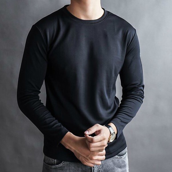 Áo Thun Trơn Tay Dài Màu Xám, Đủ Size S - 4XL, Có Bigsize, co dãn 4 chiều | BigBuy360 - bigbuy360.vn