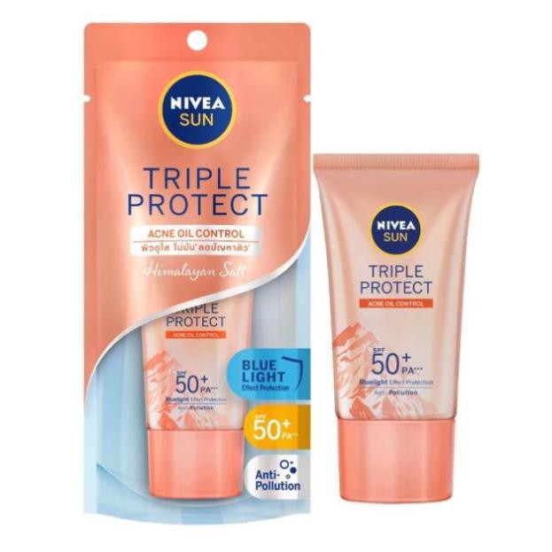 Kem Chống Nắng Dưỡng Da Kiểm Soát Nhờn Mụn NIVEA SUN Triple Protect Acne Oil Control SPF50+ PA+++ 40ML - 85545