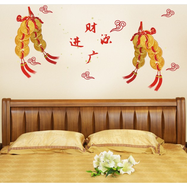 Decal trang trí Tết - Dây Đồng Tiền Vàng