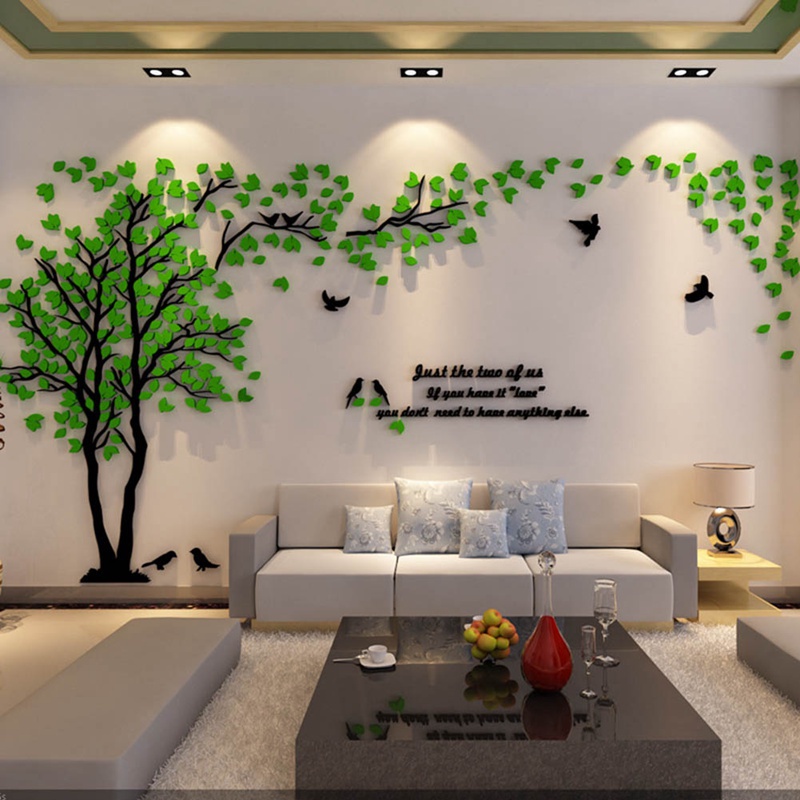Decal dán tường Họa Tiết 3D Hình Cái Cây Và Hoa Dùng Trang Trí Nhà