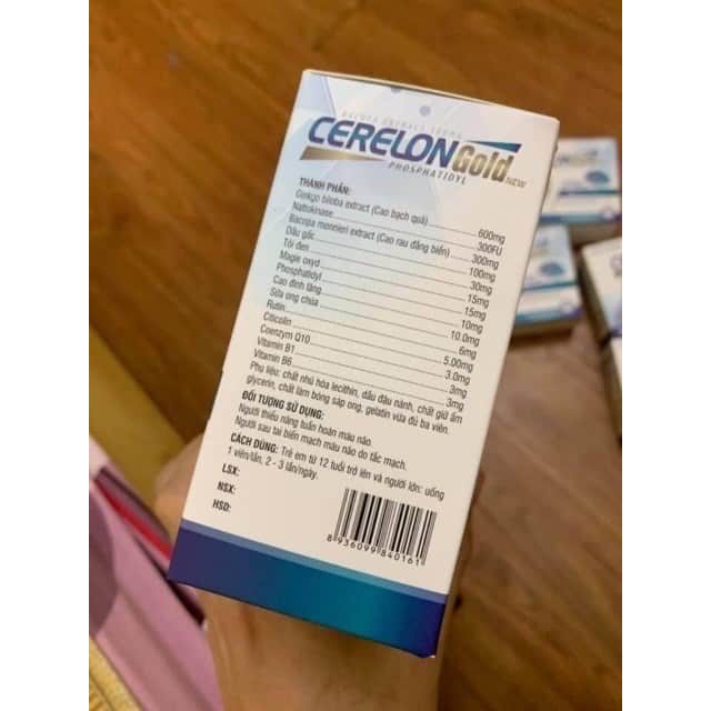 Cerelon gold Giúp bổ sung dưỡng chất cho não hiệu quả viên uống hoạt huyết dưỡng, giảm đau đầu, chóng mặt não 100 viênnn