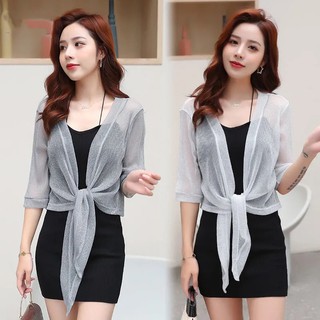 Áo Khoác Cardigan Tay Lửng Thời Trang Hàn Quốc Cho Nữ