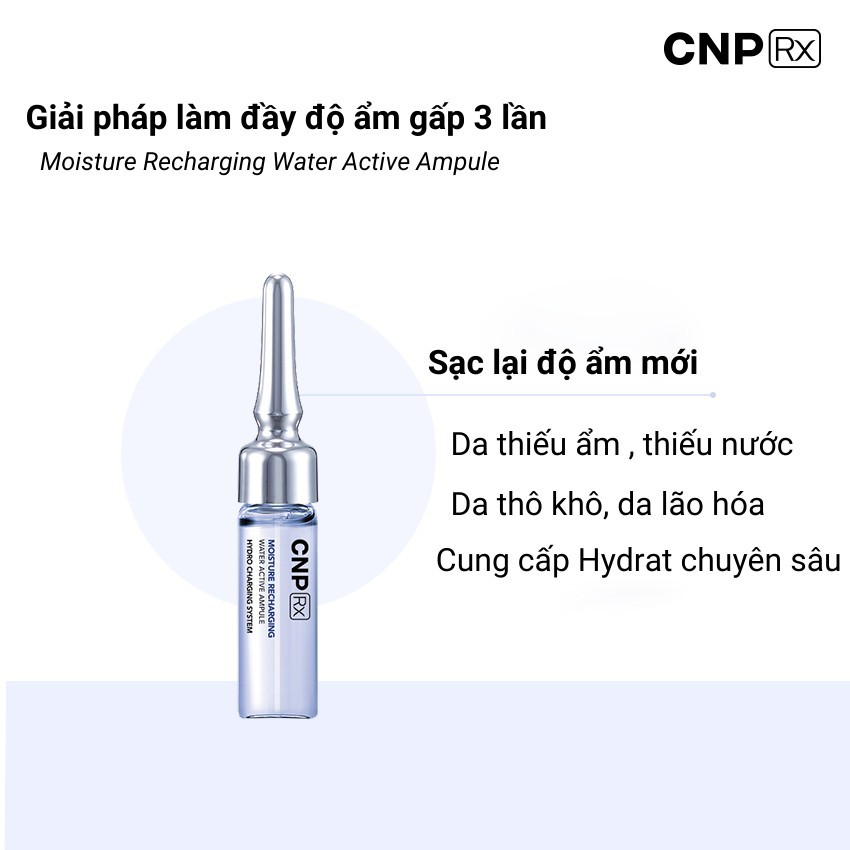 [1ml] Gói sample tinh chất siêu cấp nước tái tạo da Cnp Rx Moisture Recharging Water Active Ampule với keo ong xanh