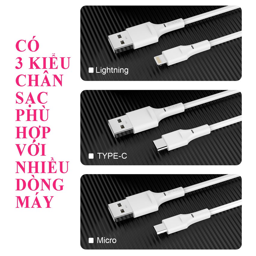 [Freeship] Bộ sạc chính hãng B03 chính hãng SD DESIGN, chân Iphone, Micro USB, Type C an toàn cho pin, bảo hành 1 năm.