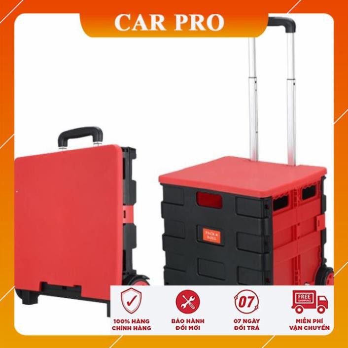 Xe kéo đi chợ đa năng gấp gọn - Thùng đựng đồ vali kéo gấp gọn trên ô tô - CAR PRO