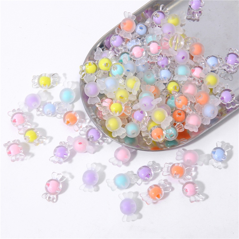 50 Hạt nhựa acrylic hình kẹo nhiều màu kích thước 17x9mm dùng làm trang sức DIY