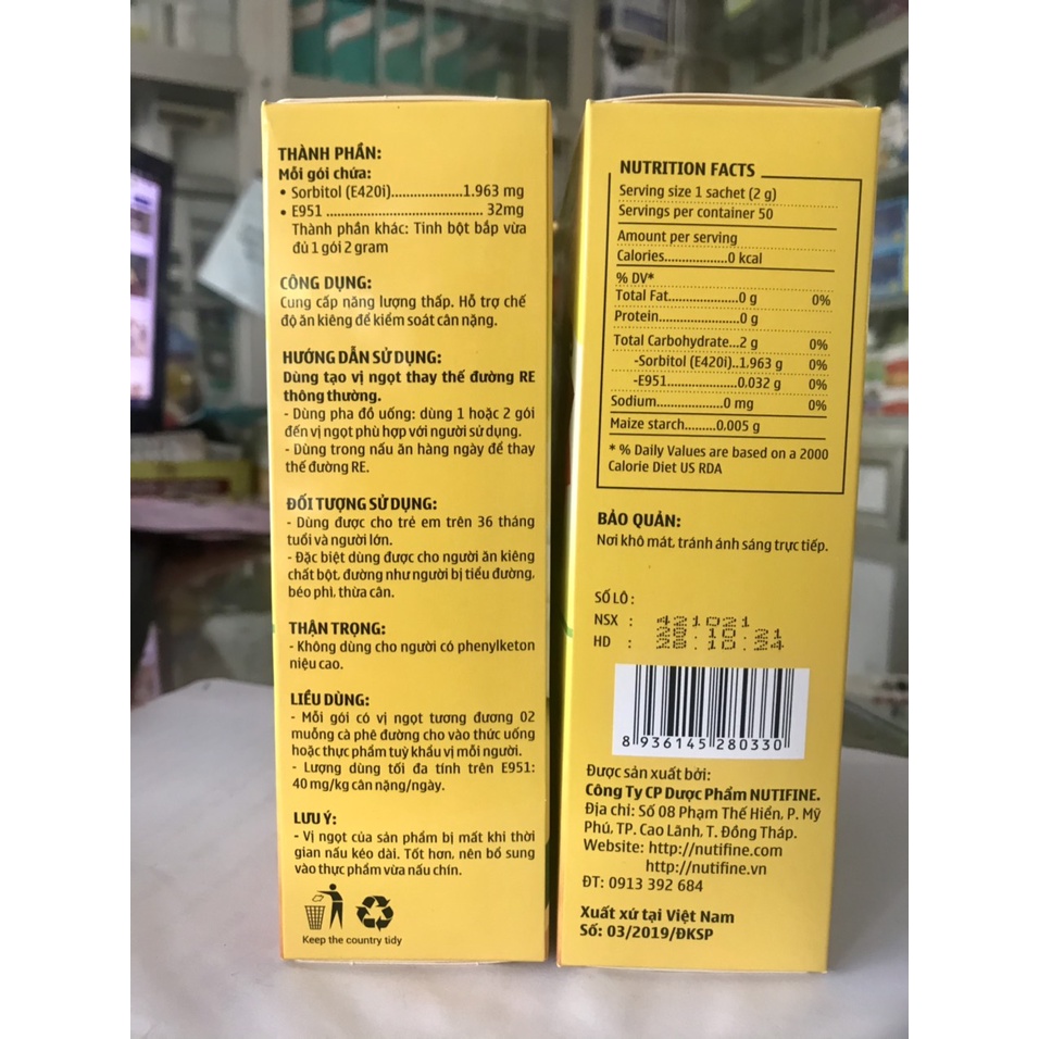 Đường bắp Maisugar - đường sử dụng cho người ăn kiêng - hộp 50 gói x 2gram