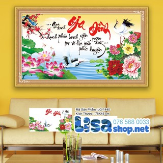 Tranh đính đá GIA ĐÌNH 75X45cm chưa đính lg1440