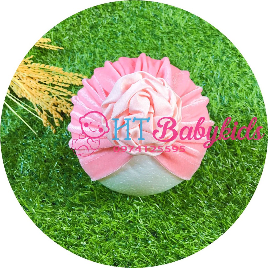 Mũ Turban Hoa Nhung Mềm Mịn siêu xinh cho bé yêu