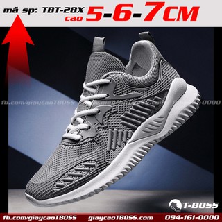 MẪU MỚI 2022 - giày Thể Thao độn đế 5cm - 6cm - 7cm, Tăng chiều cao TBT-28X - Màu xám ghi - GIÀY CAO T-BOSS