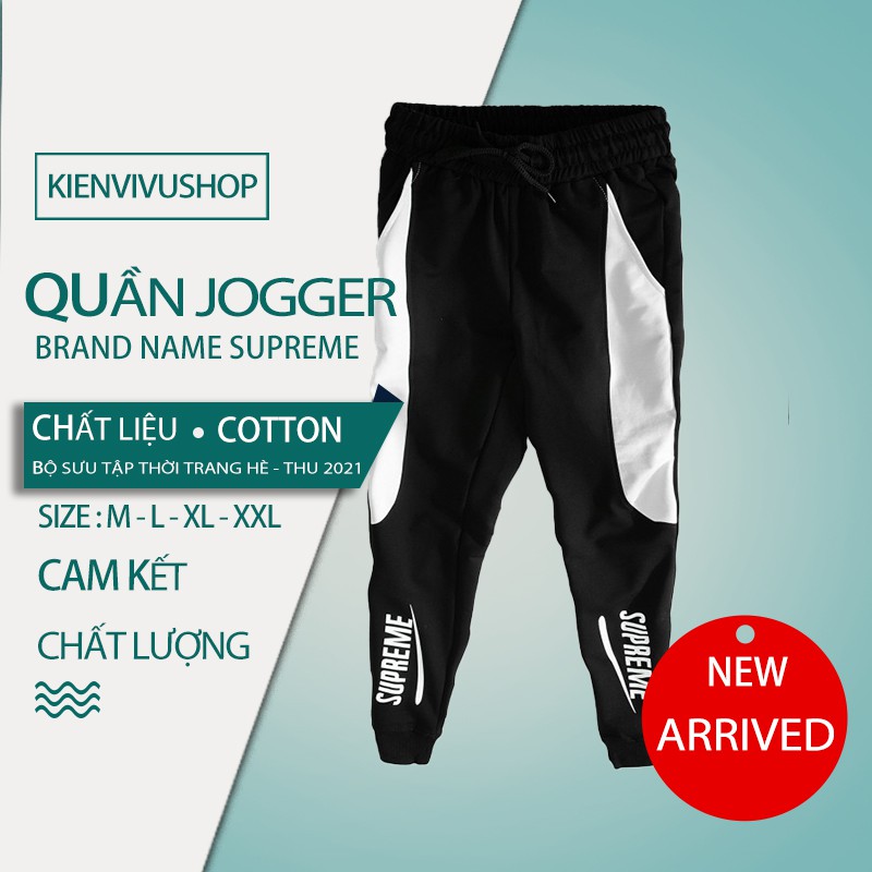 Quần Jogger Nam Thể Thao SUPREME vải cotton form ôm Chân